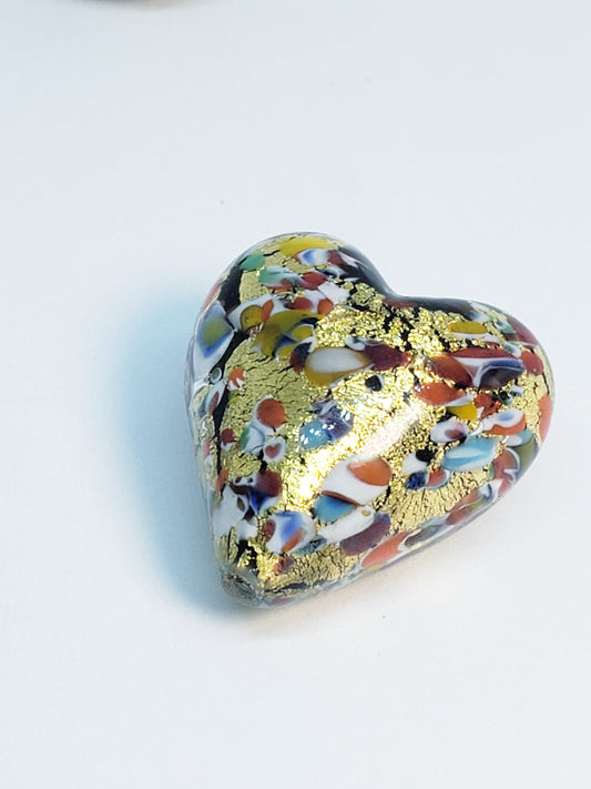Piñata Puff Heart Glass Bead 20mm (1 pc)