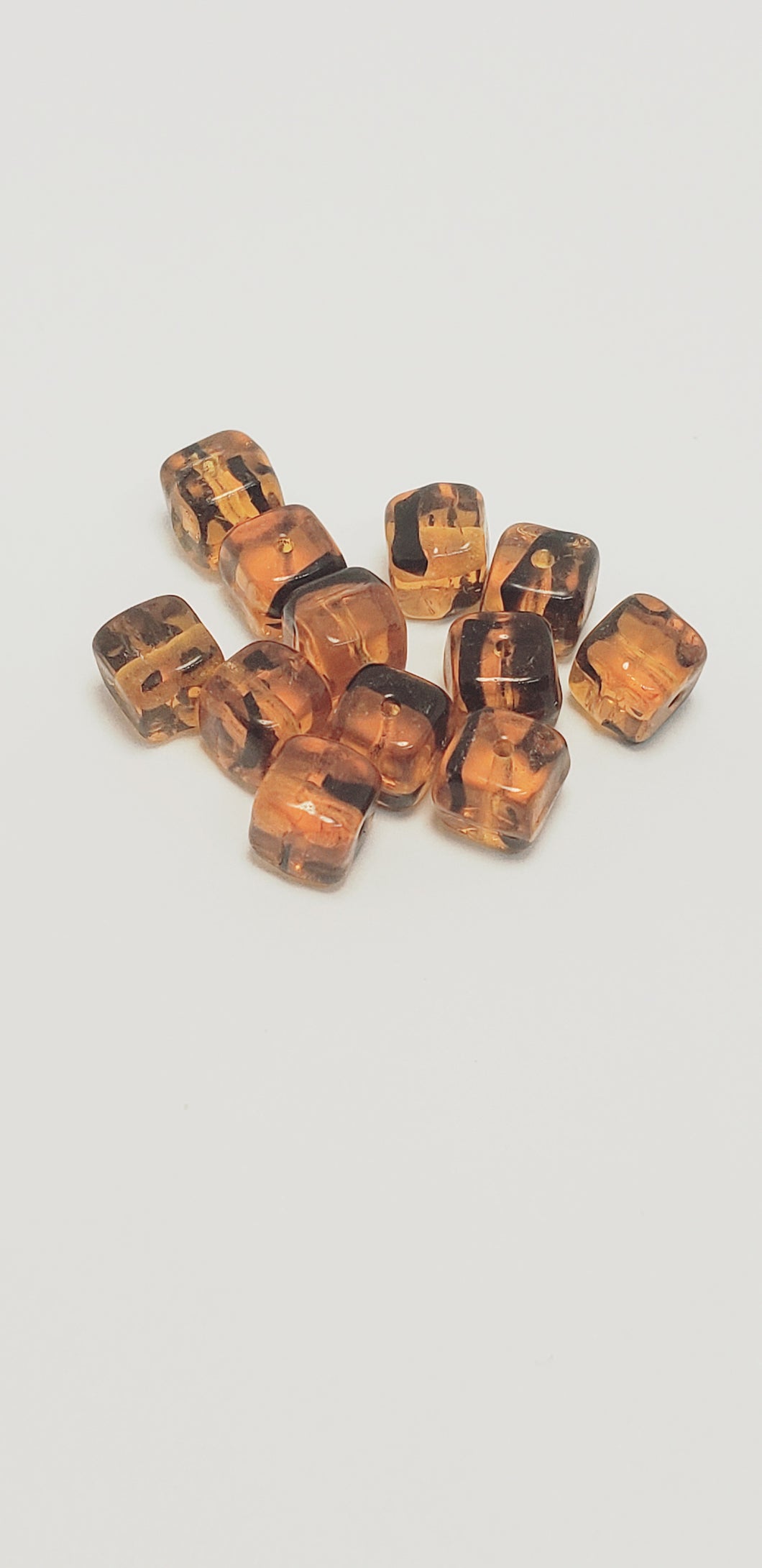 Amber Tortoise 5x7mm Glass Cube 12pk