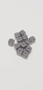 Hematite 5x7mm Glass Cube 12pk