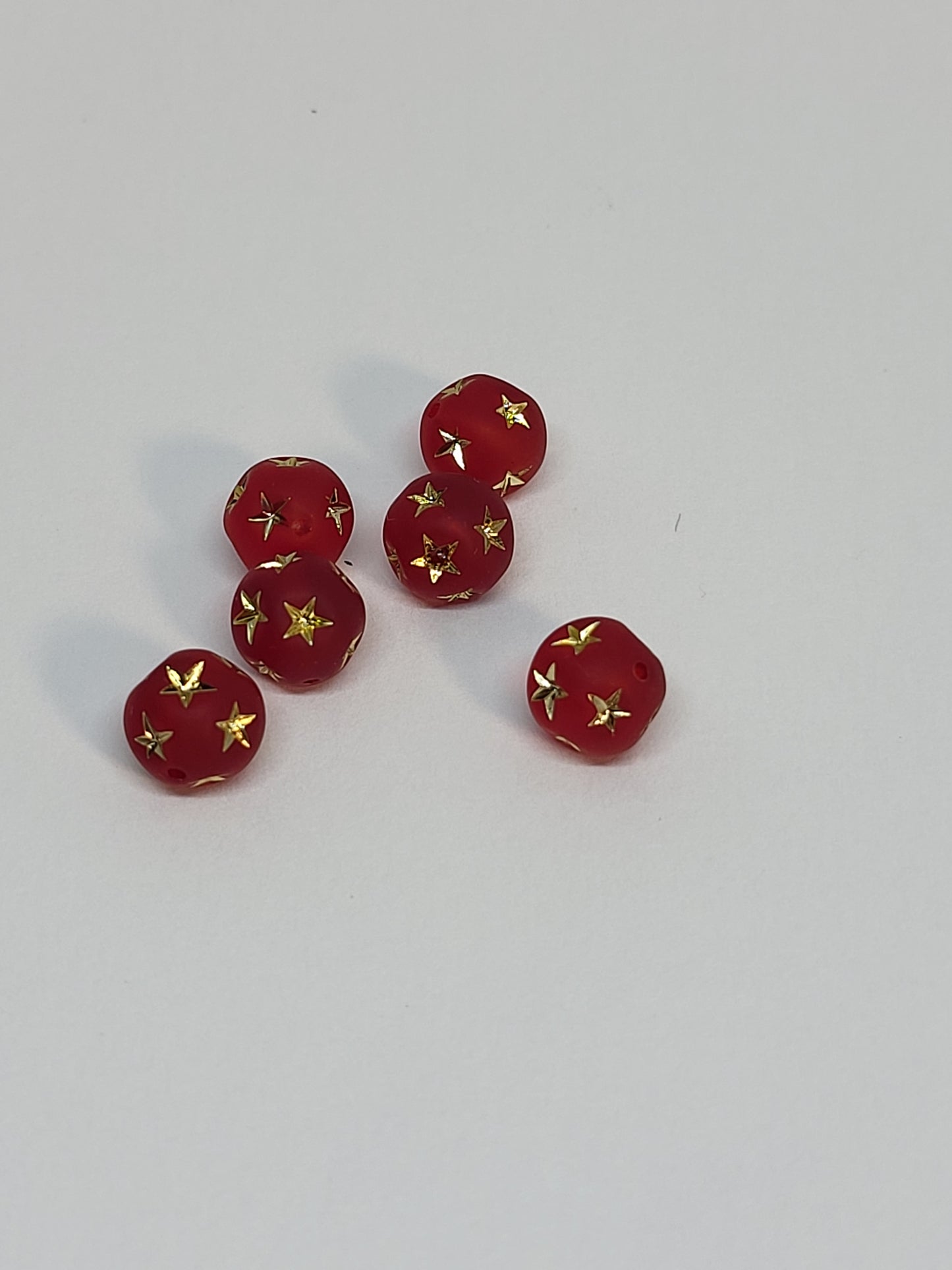 Frosty Lt Siam Star Beads 8mm 6pk