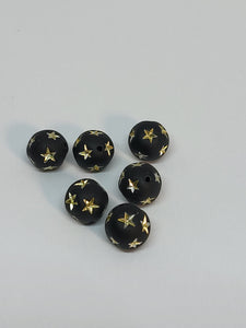 Frosty Black Star Beads 8mm 6pk