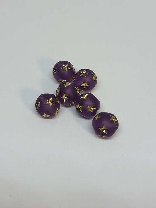 Frosty Amethyst Star Beads 8mm 6pk