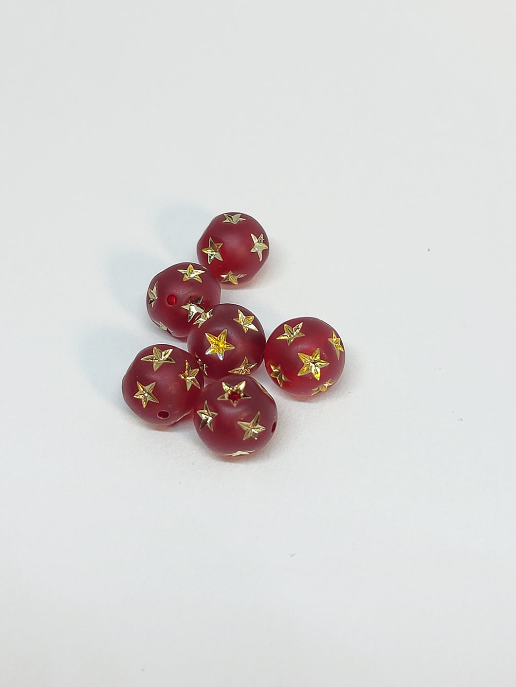 Frosty Siam Star Beads 8mm 6pk